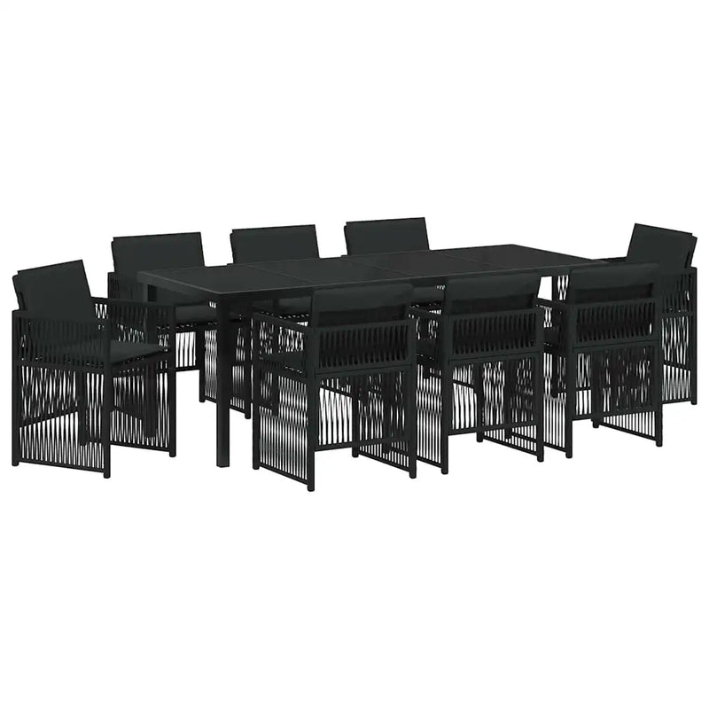 Garden Dining Set 9 pcs Black Powder-Coated Steel