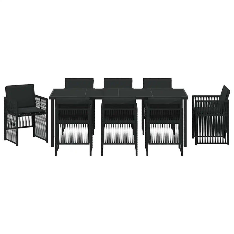 Garden Dining Set 9 pcs Black Powder-Coated Steel