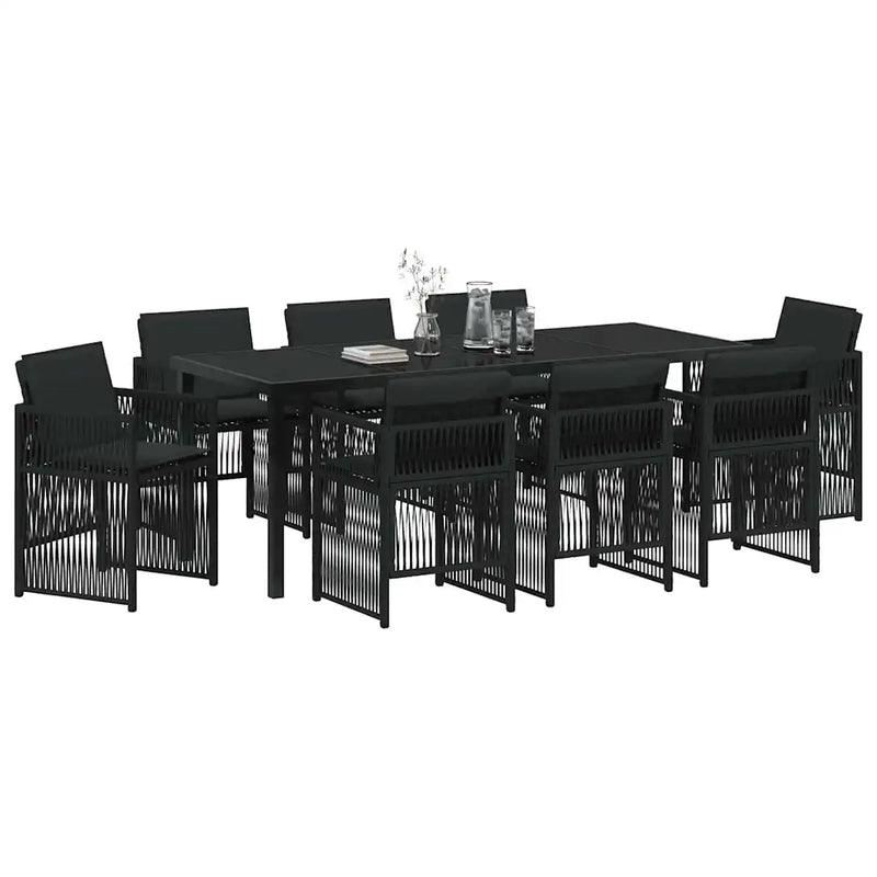 Garden Dining Set 9 pcs Black Powder-Coated Steel
