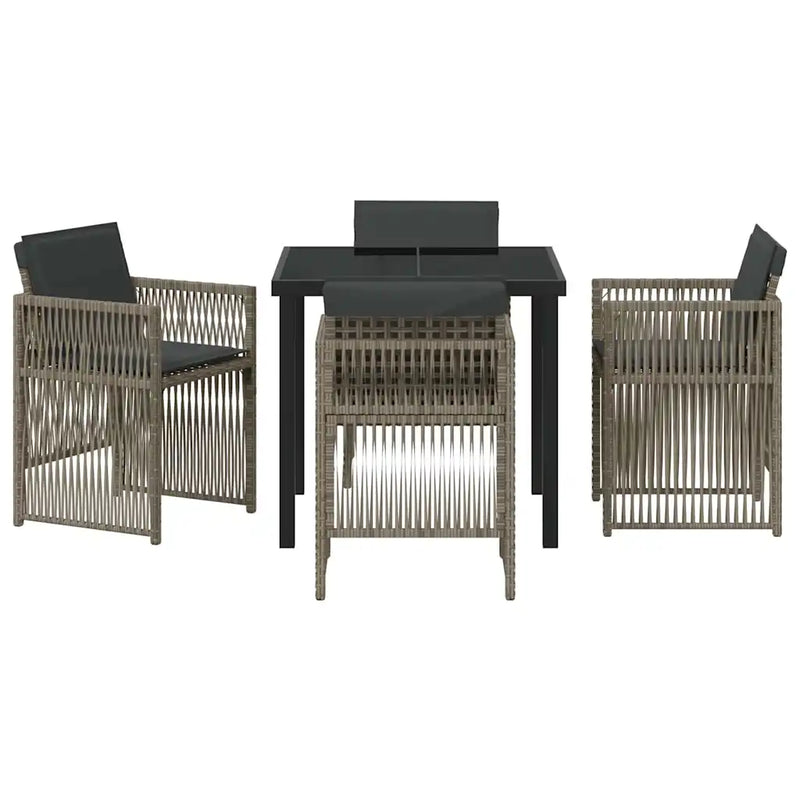 Garden Dining Set 5 pcs Grey Powder-Coated Steel
