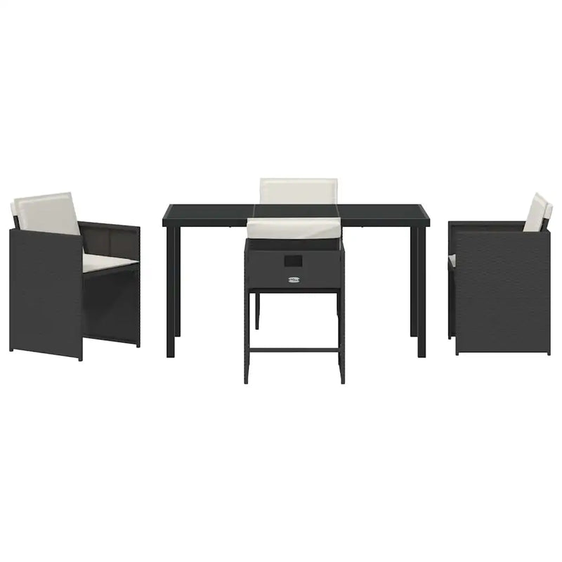 Garden Dining Set 5 pcs Black Poly Rattan