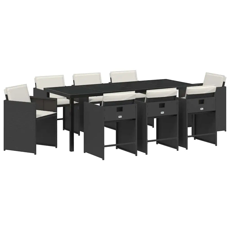 Garden Dining Set 9 pcs Black Poly Rattan