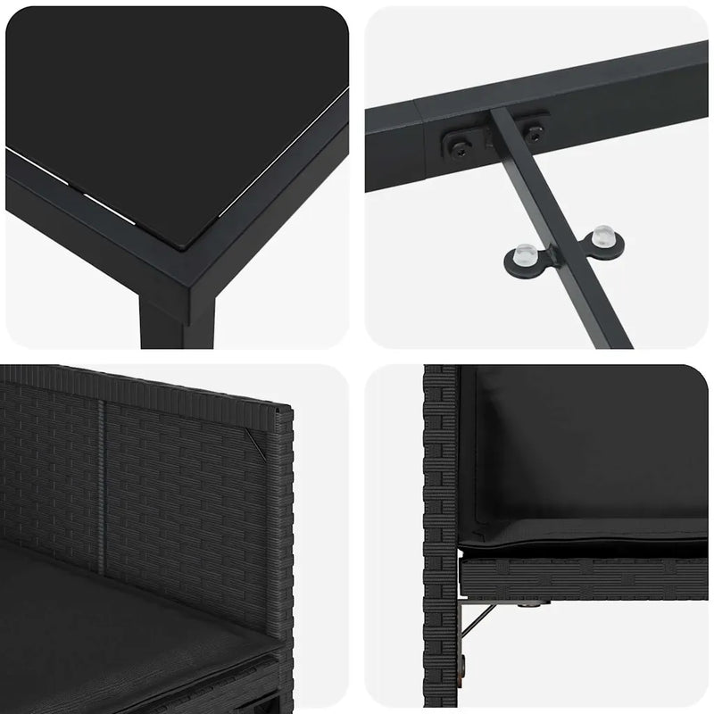 Garden Dining Set 5 pcs Black Poly Rattan