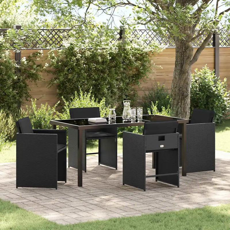 Garden Dining Set 5 pcs Black Poly Rattan