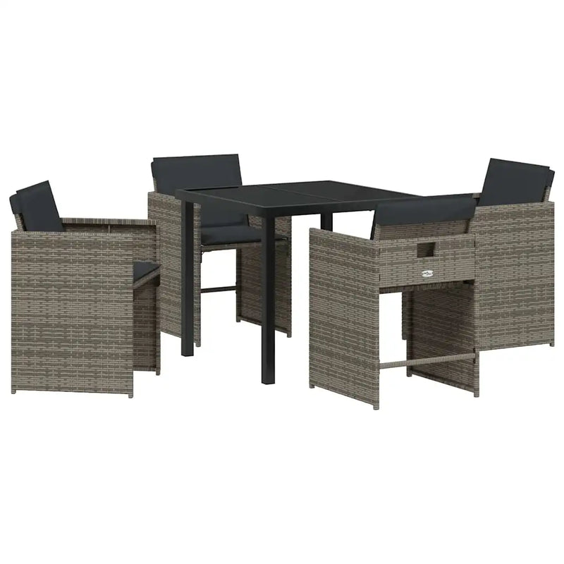 Garden Dining Set 5 pcs Grey Poly Rattan