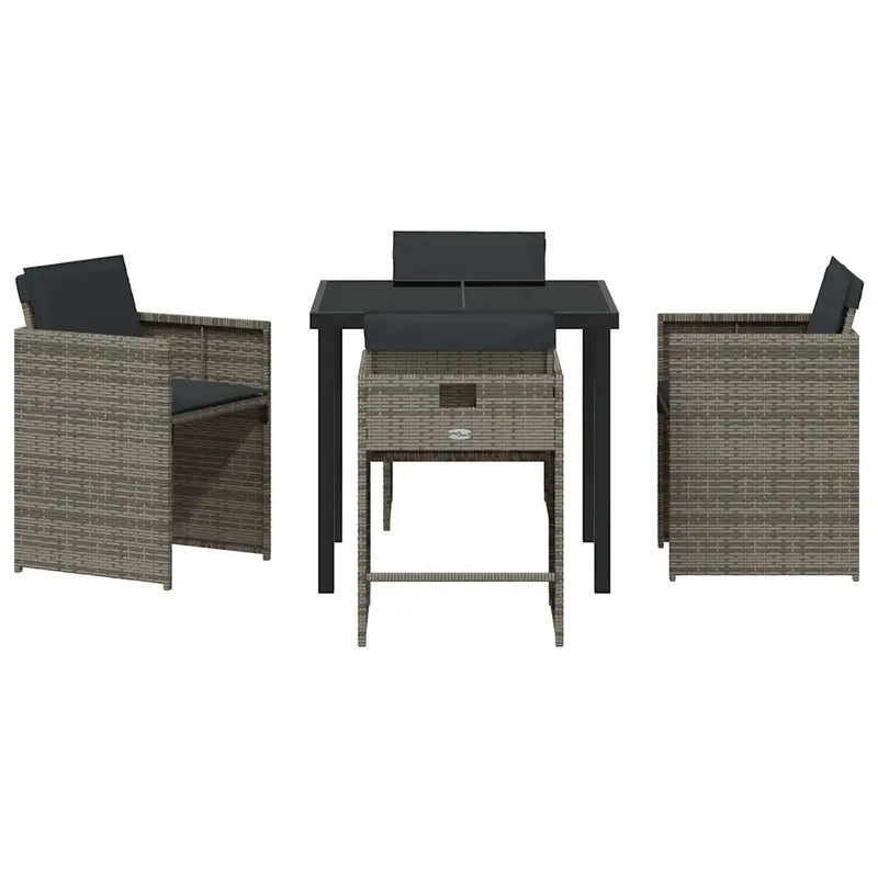 Garden Dining Set 5 pcs Grey Poly Rattan