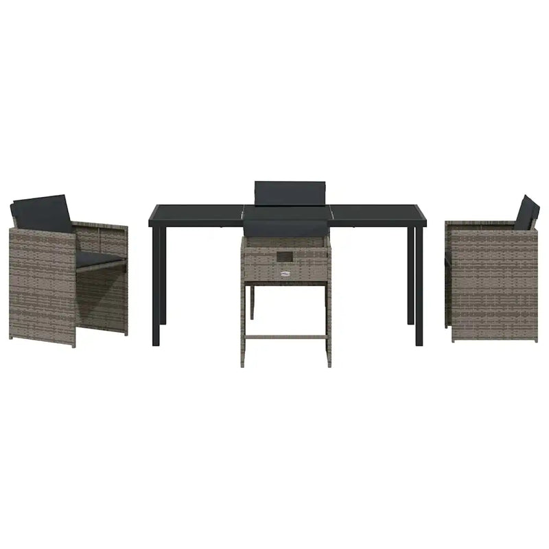Garden Dining Set 5 pcs Grey Poly Rattan