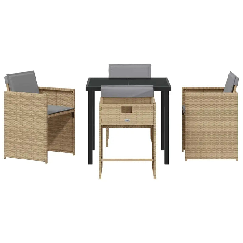Garden Dining Set 5 pcs Beige Poly Rattan