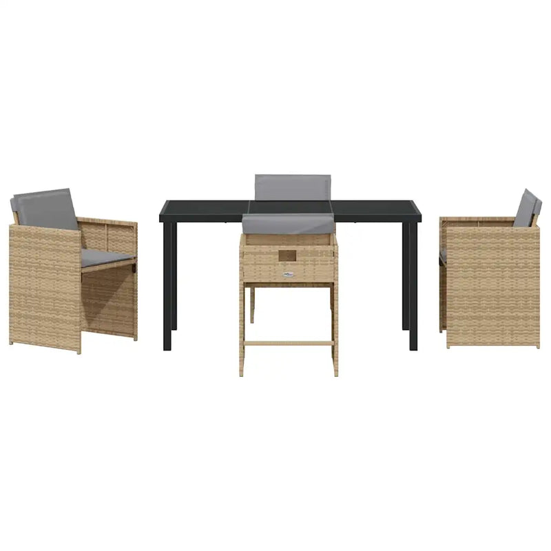 Garden Dining Set 5 pcs Beige Poly Rattan