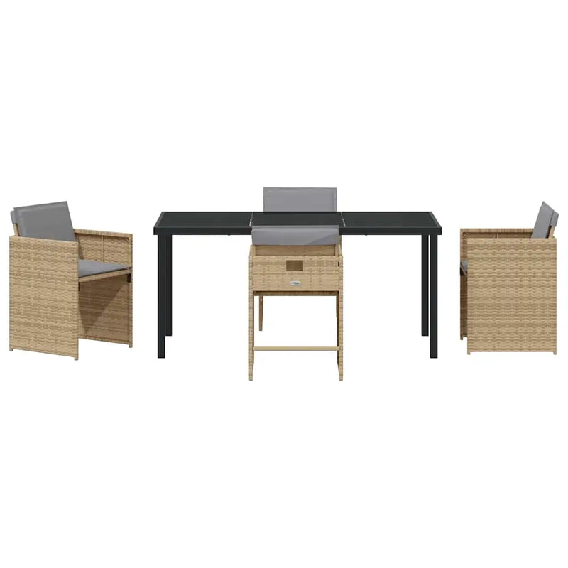 Garden Dining Set 5 pcs Beige Poly Rattan