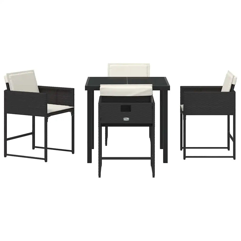 Garden Dining Set 5 pcs Black Poly Rattan