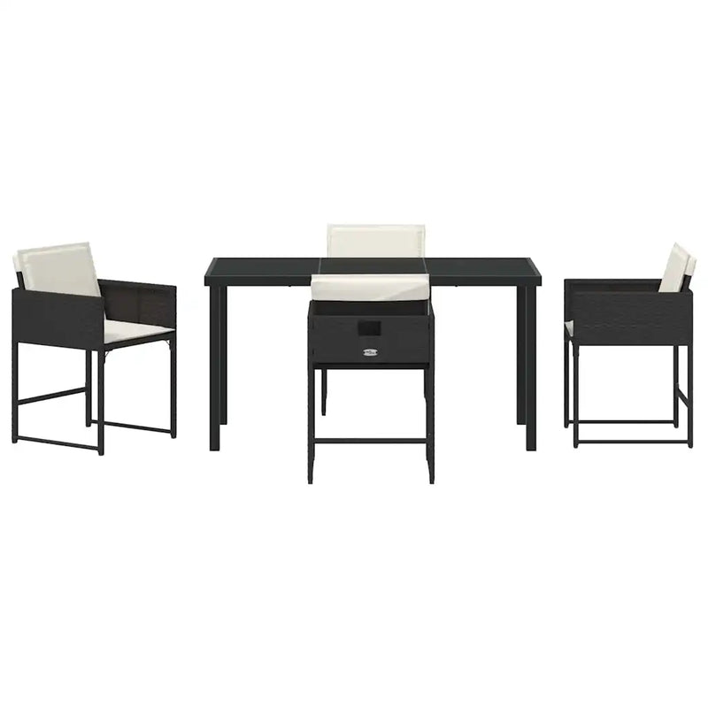 Garden Dining Set 5 pcs Black Poly Rattan