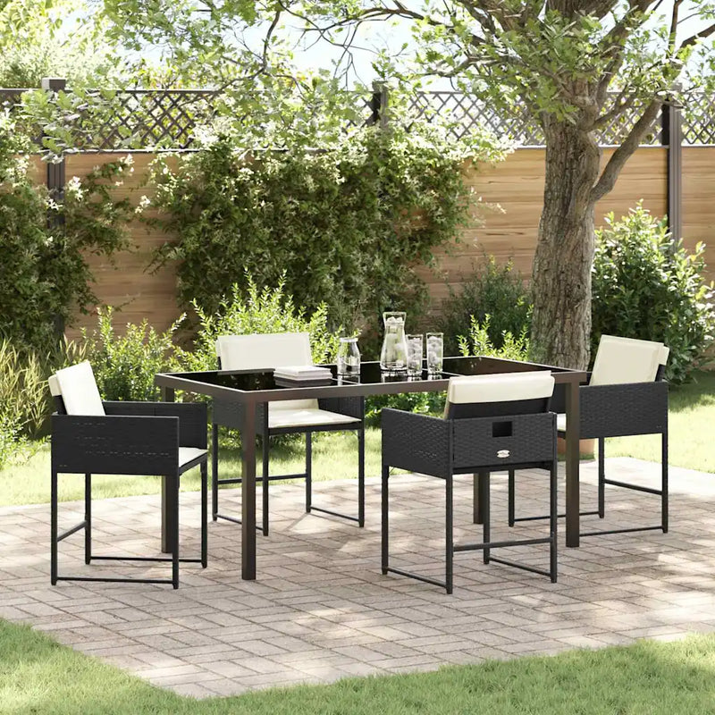 Garden Dining Set 5 pcs Black Poly Rattan