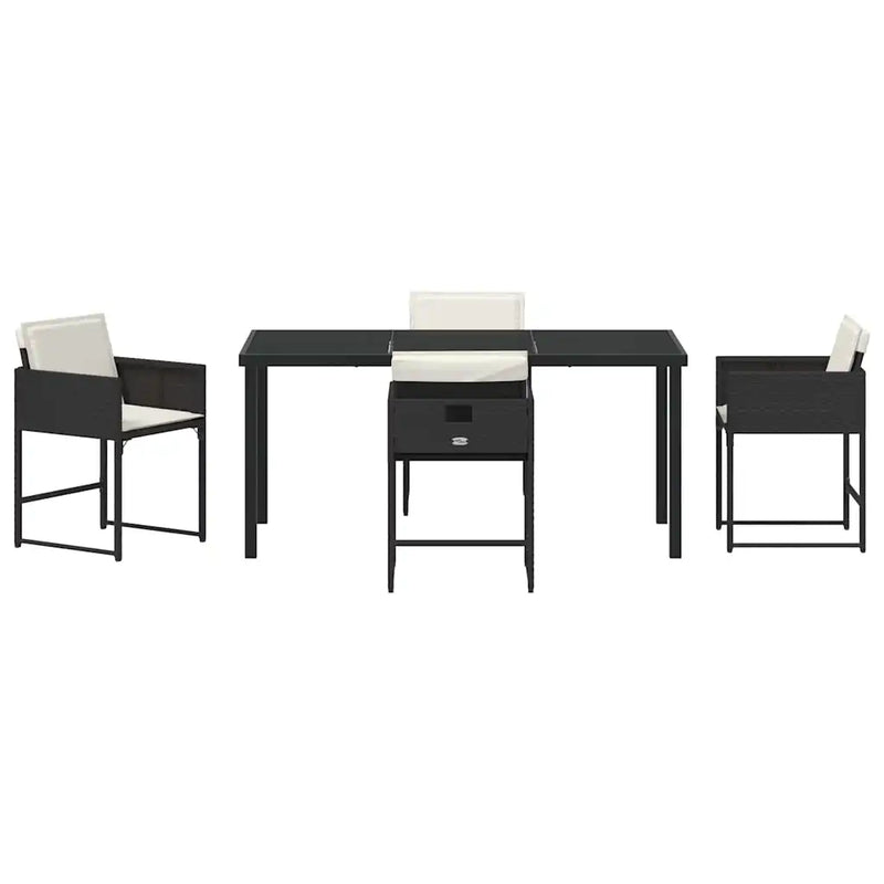 Garden Dining Set 5 pcs Black Poly Rattan