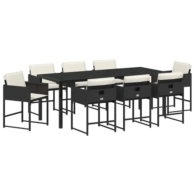 Garden Dining Set 9 pcs Black Poly Rattan