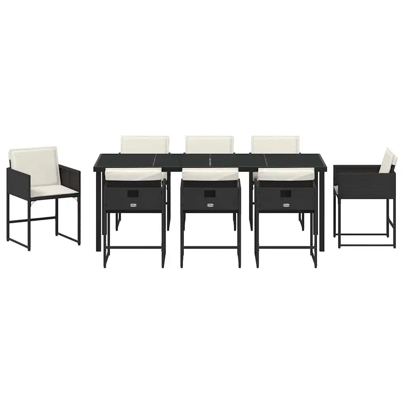 Garden Dining Set 9 pcs Black Poly Rattan