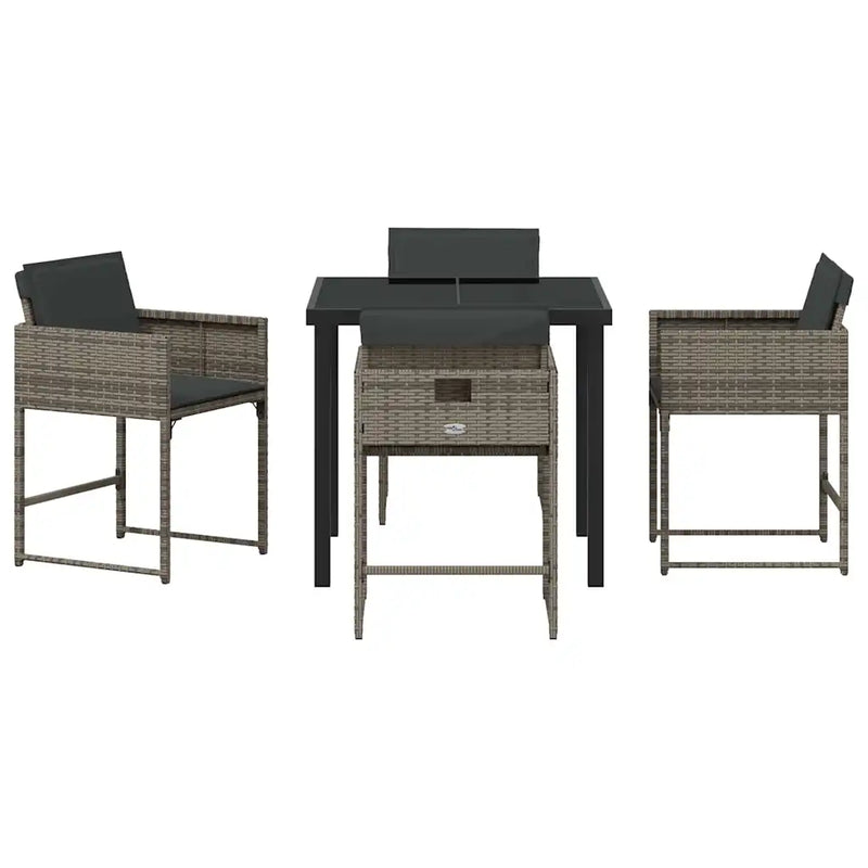 Garden Dining Set 5 pcs Grey Poly Rattan