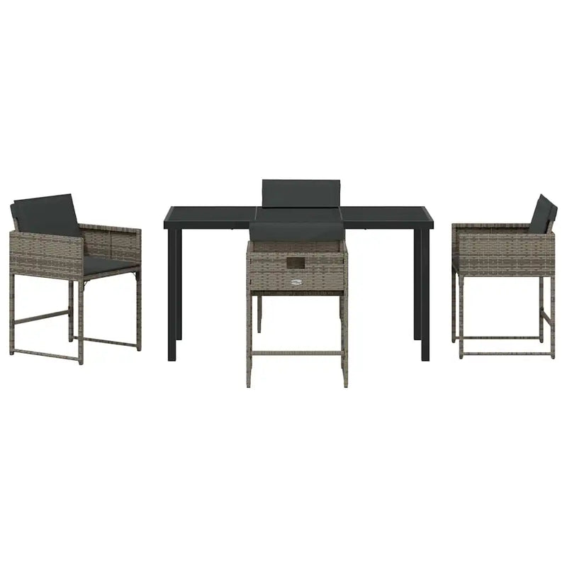 Garden Dining Set 5 pcs Grey Poly Rattan