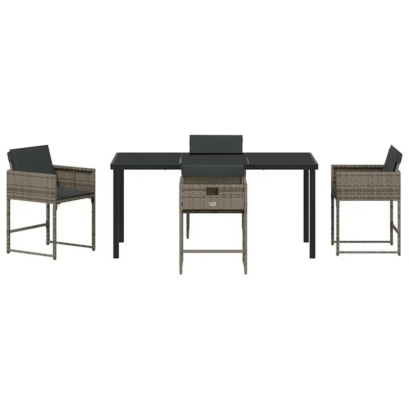 Garden Dining Set 5 pcs Grey Poly Rattan