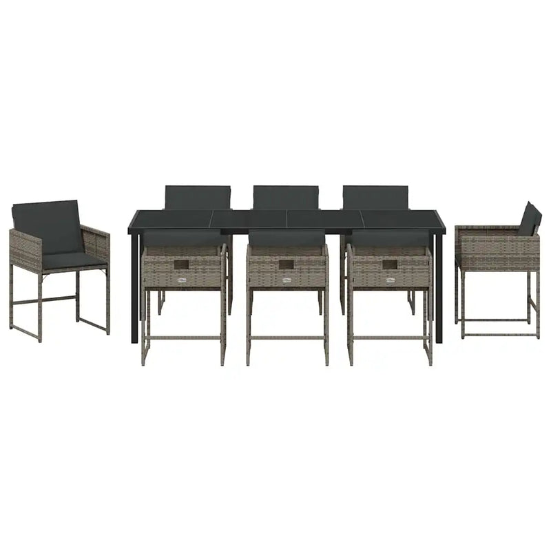 Garden Dining Set 9 pcs Grey Poly Rattan