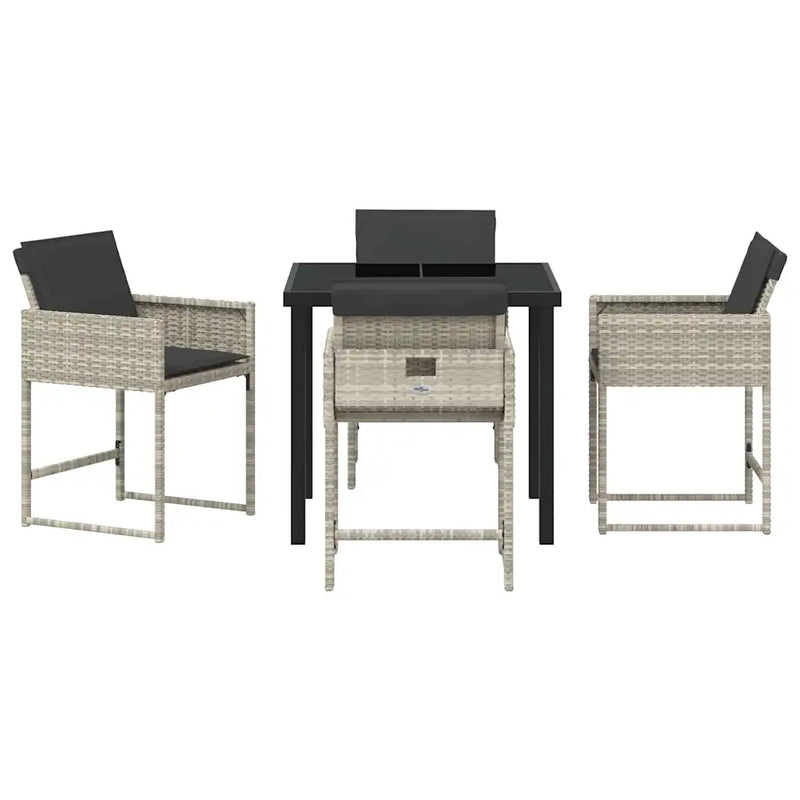 Garden Dining Set 5 pcs Light Grey Poly Rattan