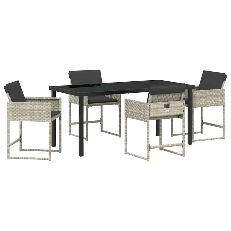 Garden Dining Set 5 pcs Light Grey Poly Rattan