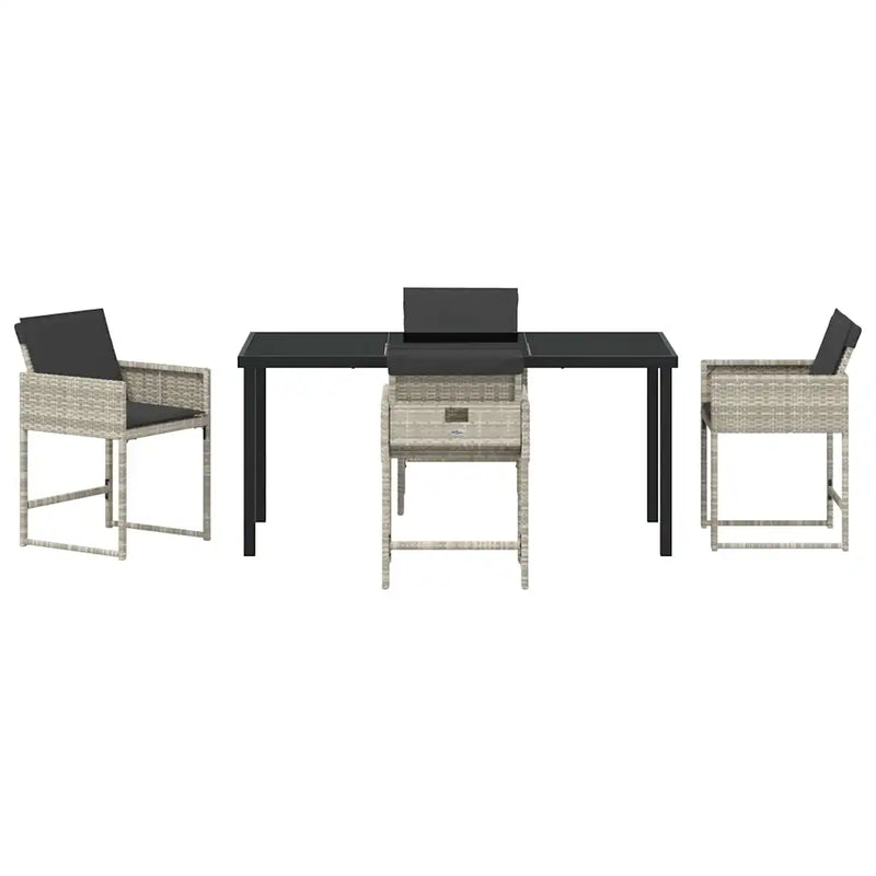 Garden Dining Set 5 pcs Light Grey Poly Rattan