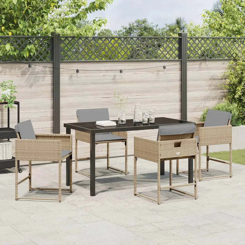 Garden Dining Set 5 pcs Beige Poly Rattan