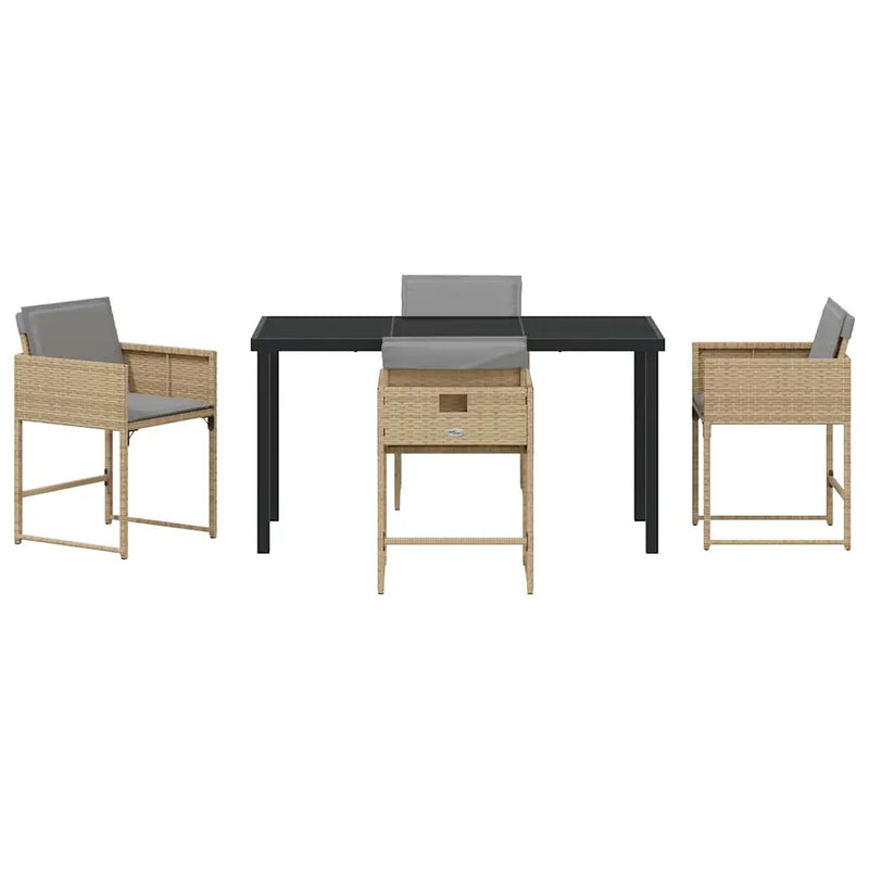 Garden Dining Set 5 pcs Beige Poly Rattan