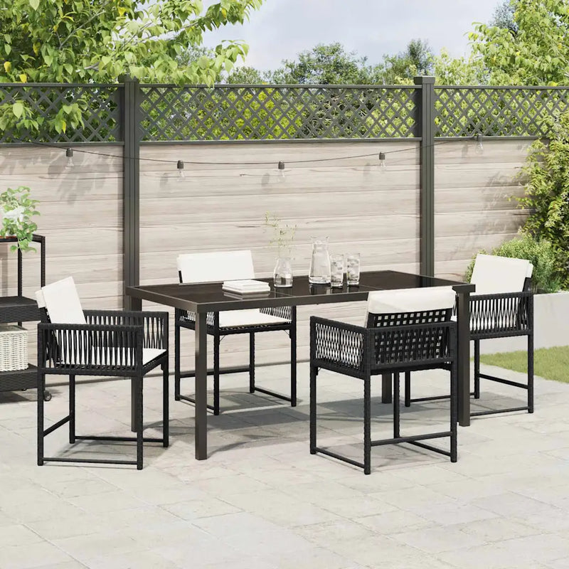Garden Dining Set 5 pcs Black Poly Rattan