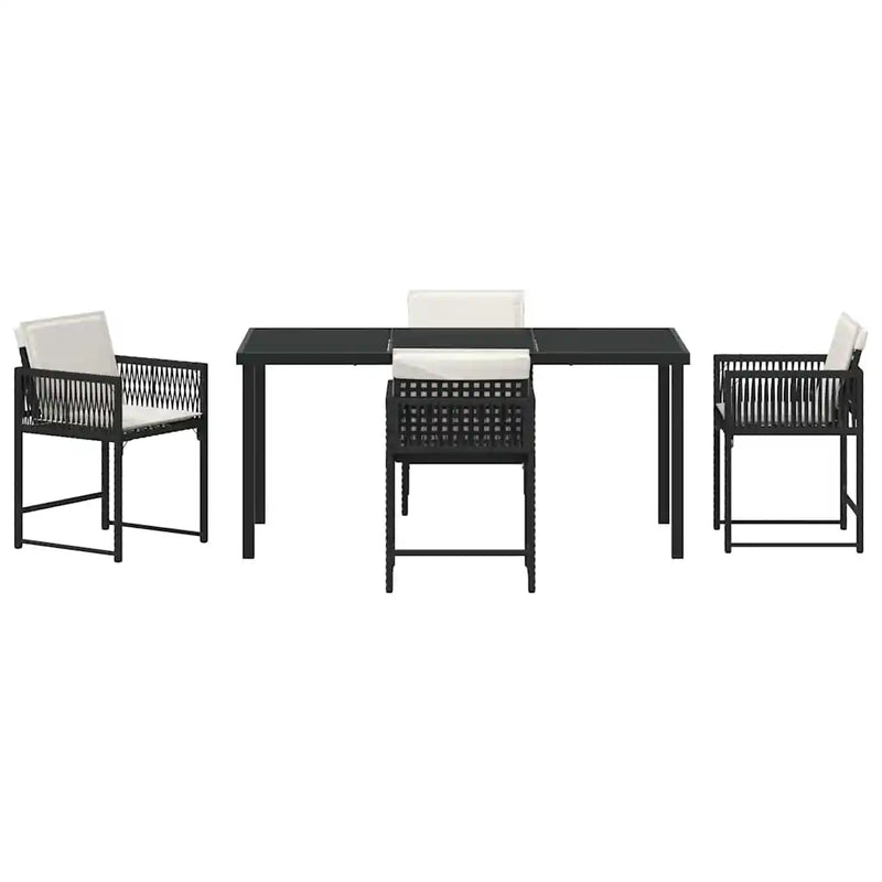Garden Dining Set 5 pcs Black Poly Rattan