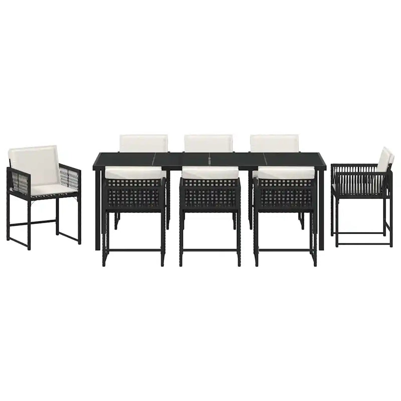 Garden Dining Set 9 pcs Black Poly Rattan