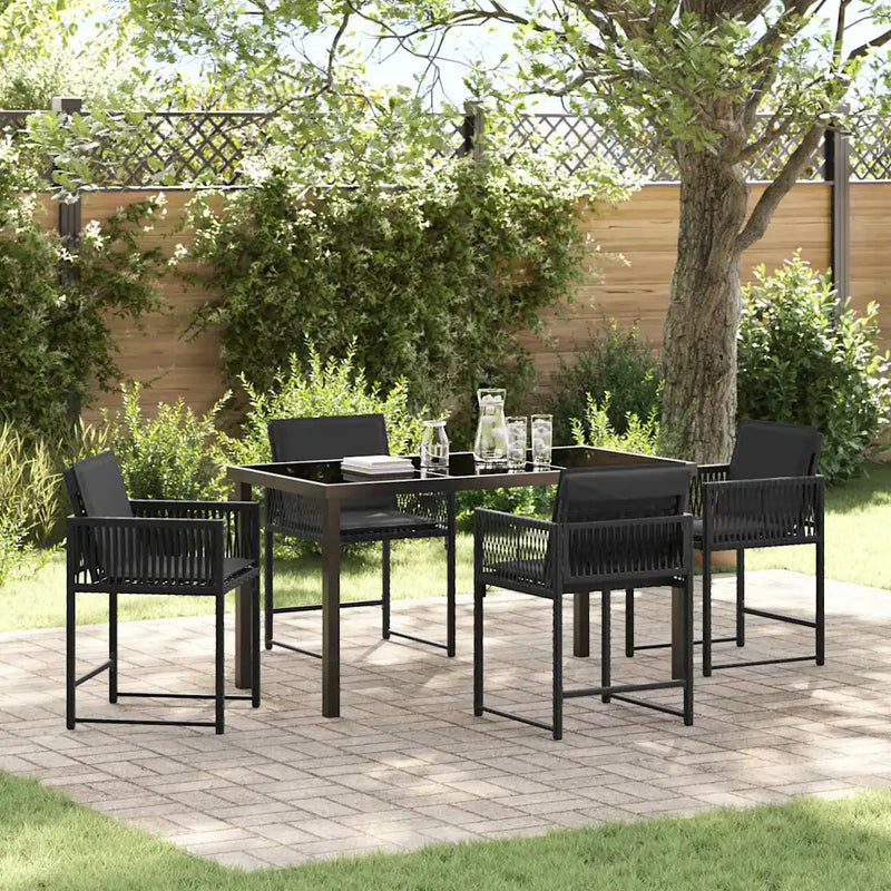 Garden Dining Set 5 pcs Black Poly Rattan