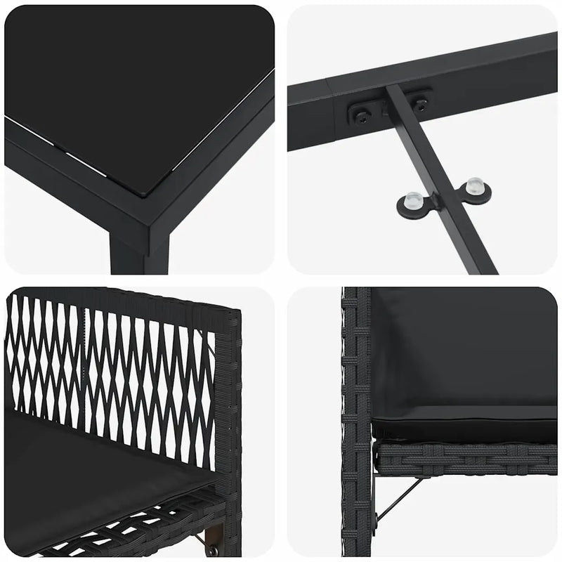 Garden Dining Set 9 pcs Black Poly Rattan