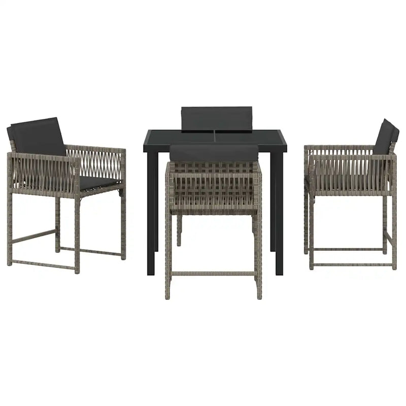 Garden Dining Set 5 pcs Grey Poly Rattan