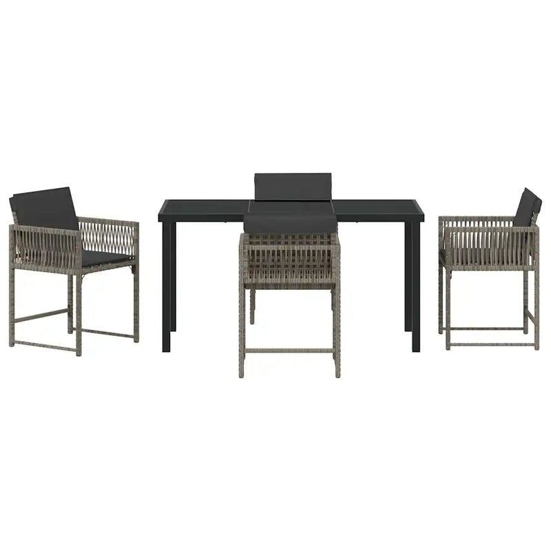 Garden Dining Set 5 pcs Grey Poly Rattan