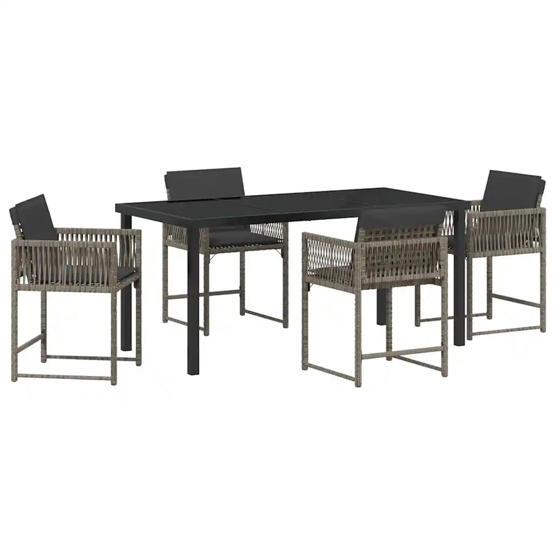 Garden Dining Set 5 pcs Grey Poly Rattan