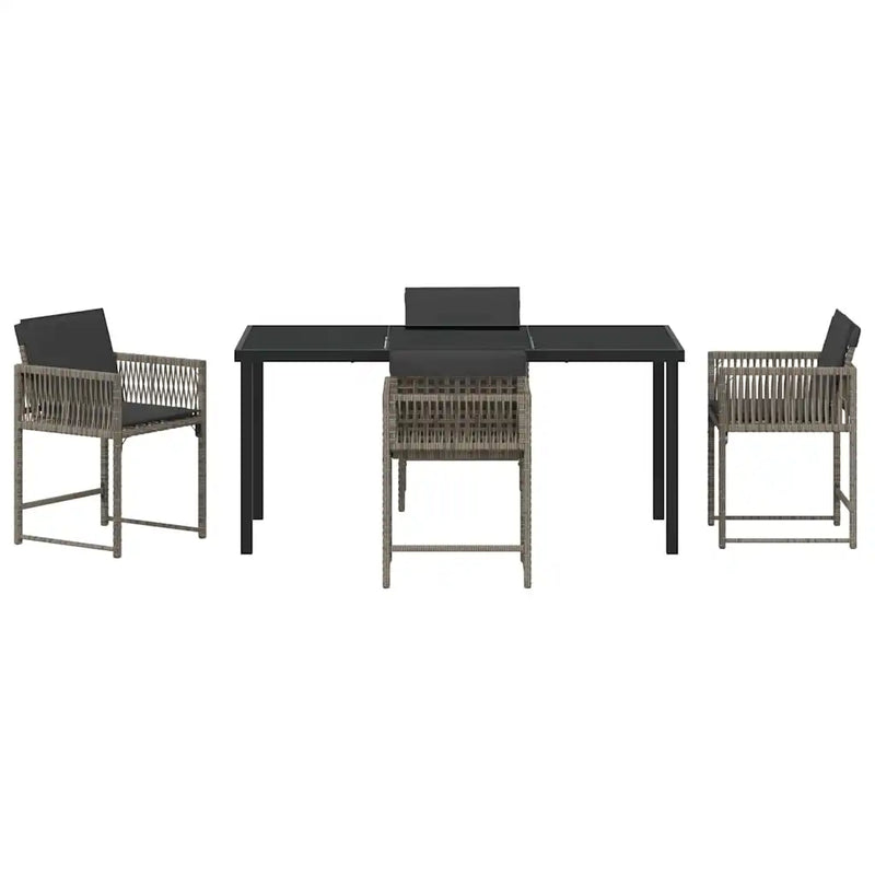 Garden Dining Set 5 pcs Grey Poly Rattan