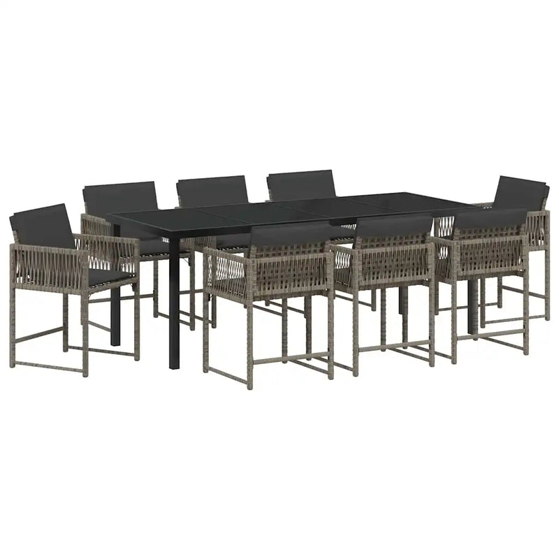 Garden Dining Set 9 pcs Grey Poly Rattan
