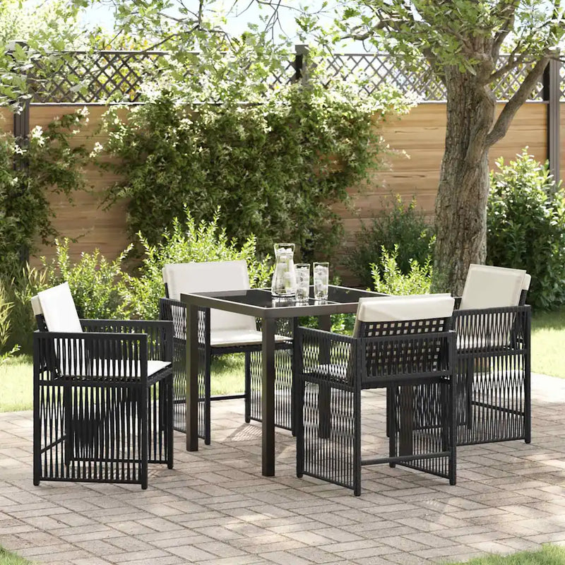 Garden Dining Set 5 pcs Black Poly Rattan