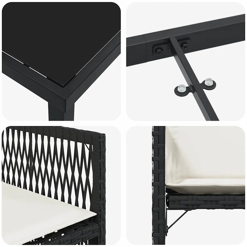 Garden Dining Set 5 pcs Black Poly Rattan