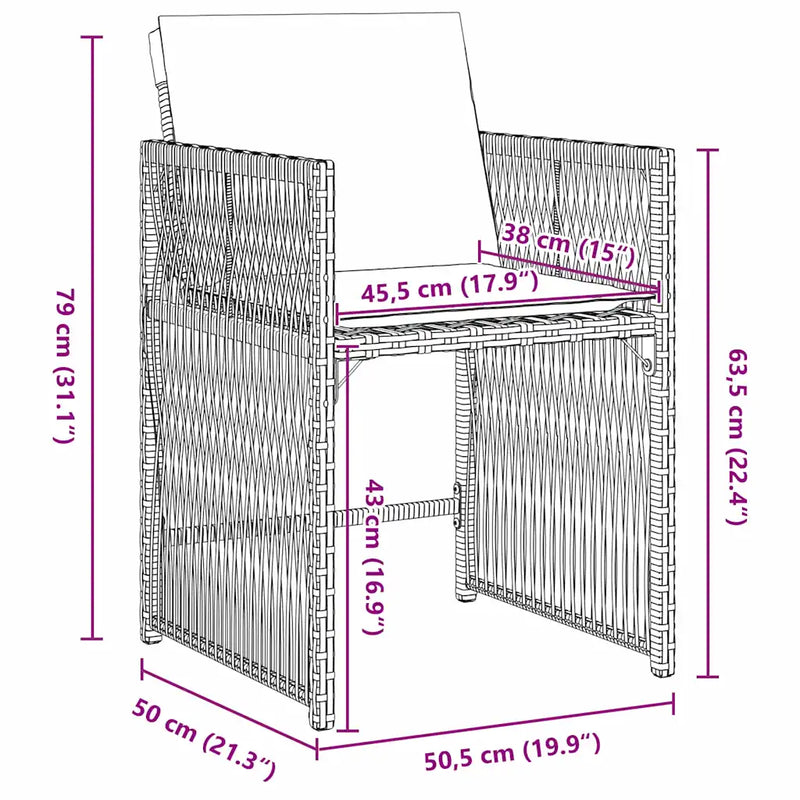 Garden Dining Set 9 pcs Grey Poly Rattan