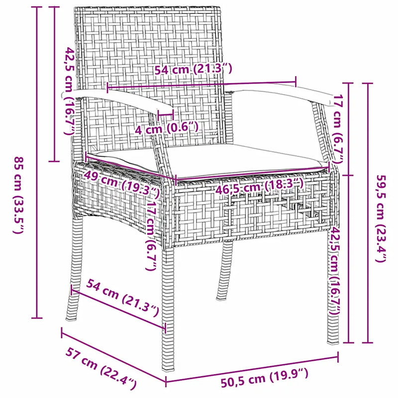 Garden Dining Set with Cushion 5 pcs Black Rattan