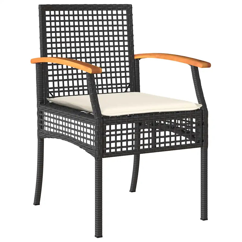 Garden Dining Set with Cushion 5 pcs Black Rattan