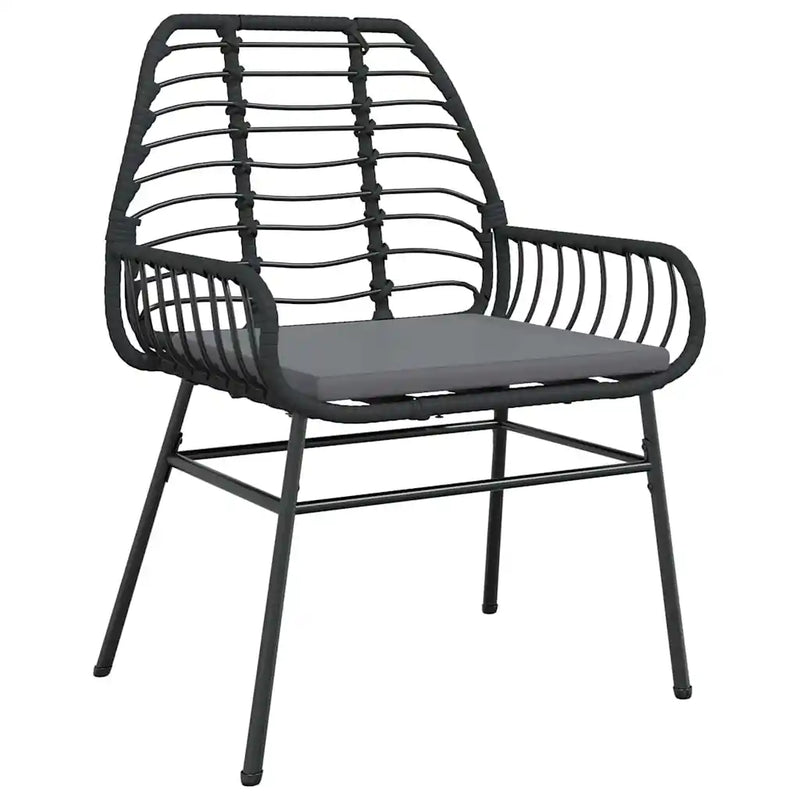 Garden Dining Set 3 pcs Black Poly Rattan