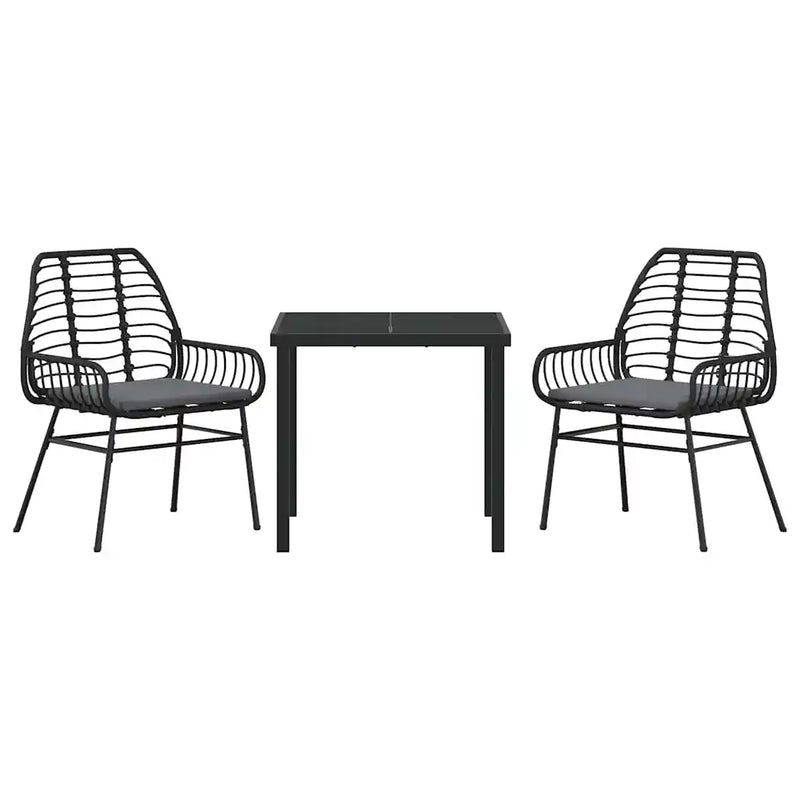 Garden Dining Set 3 pcs Black Poly Rattan
