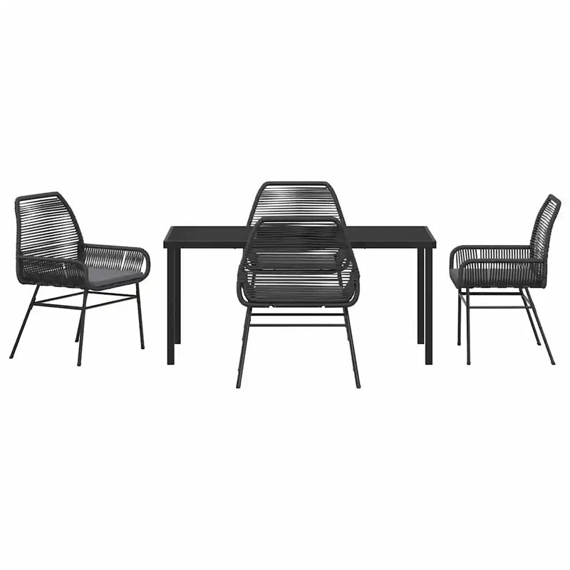 Garden Dining Set with Cushion 5 pcs Black Poly Rattan