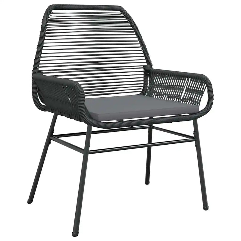 Garden Dining Set with Cushion 7 pcs Black Poly Rattan