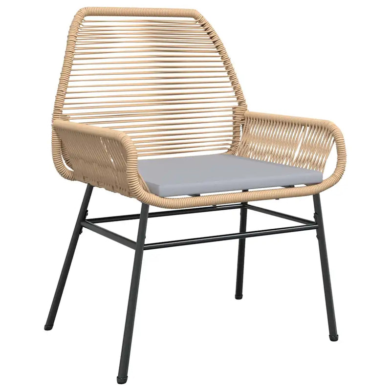 Garden Dining Set with Cushion 3 pcs Brown Poly Rattan