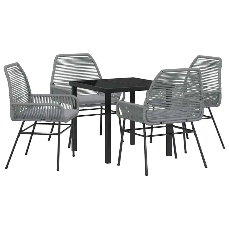Garden Dining Set with Cushion 5 pcs Grey Poly Rattan